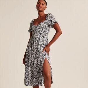 NWT Abercrombie & Fitch Short Sleeve Smocked Midi Dress Size SP